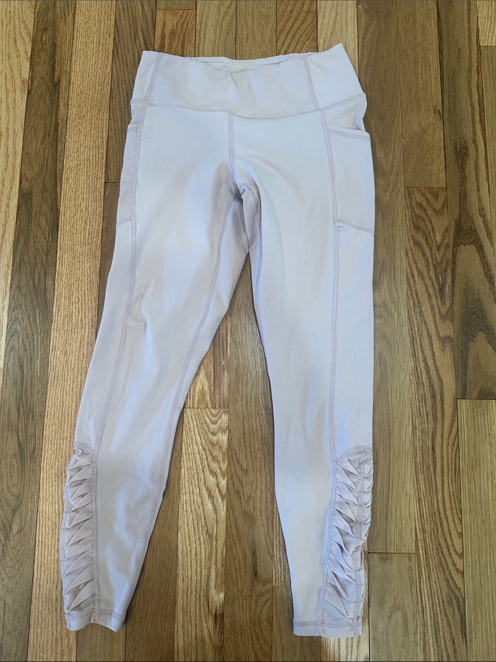 Women’s Yogalicious Lux Pale Pink Athletic Leggings with Side Pockets- Size XS